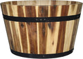 Classic Home and Garden Outdoor Whiskey Resin Flower Pot Barrel Planter, Oak Brown, 20.5" (Pack of 2)