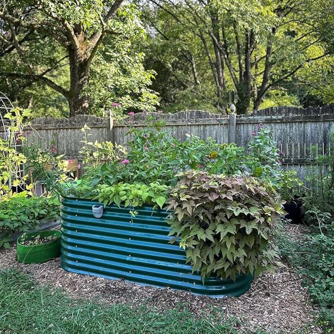 32" Extra Tall Raised Garden Bed Kits, 4 x 8 x 2.7ft Raised Planter Box Outdoor, 2.5 x 9.5 x 2.7ft Deep Root 10 in 1 Modular Metal Raised Beds for Gardening Vegetables Flowers Fruits - British Green