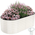 Galvanized Metal Planter Round Raised Garden Bed Kit for Gardening Outdoor Garden Box Raised Flower Bed 1PC White 6X3X2FT