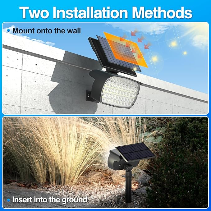 108 LED Solar Spot Lights Outdoor, Solar Lights Outdoor IP65 Waterproof, 3 Modes Solar Landscape Spotlights, Large Solar Powered Panel Lights for Garden Yard Pathway(Cool White/6 Pack)