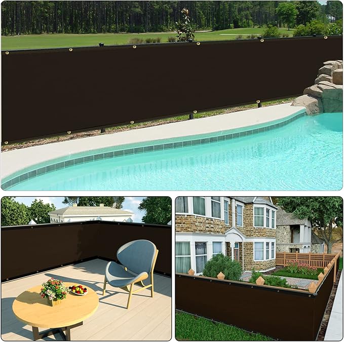 UPGRADE Fence Privacy Screen 8' x 25' Fence Commercial Shade Cover with Brass Grommets Heavy Duty Perfect for Outdoor Back Yard-Mocha, Customizable