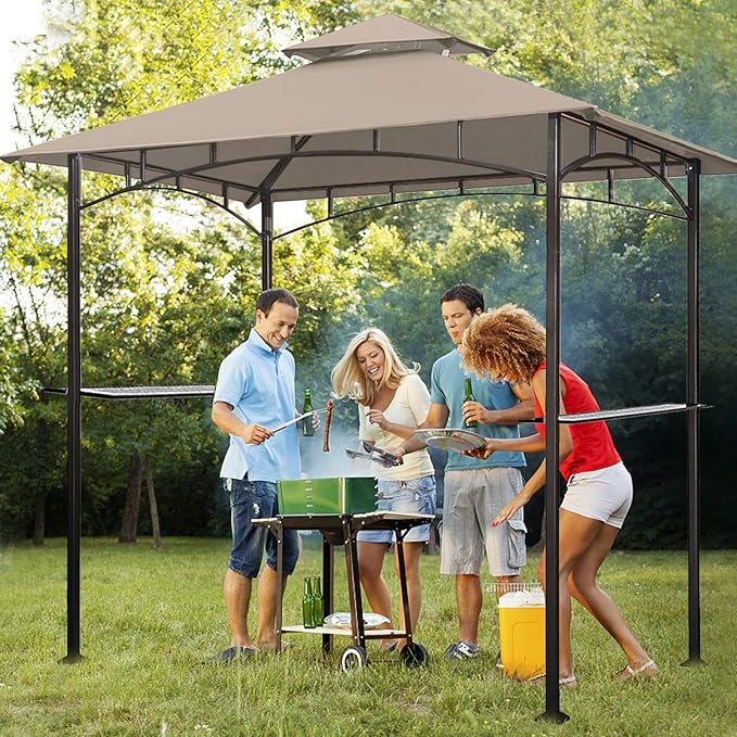 Eurmax USA High Performance Grill Gazebo Canopy Replacement Cover 5x8 BBQ Shelter Top（Beige