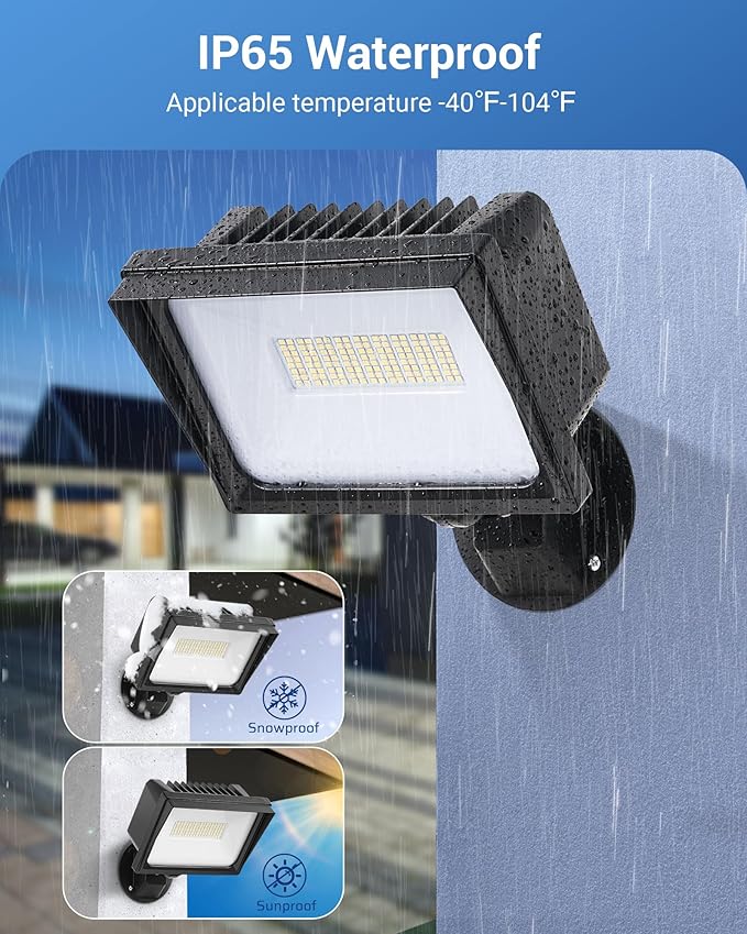 DEWENWILS 65W LED Flood Light Outdoor with Knuckle Mount, 6670 LM Super Bright IP65 Waterproof LED Security Flood Light, 5000K Daylight for Landscape, Garden, Yard, Garage,Driveway UL Listed