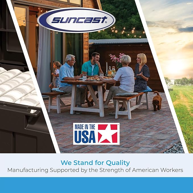 Suncast Outdoor Wicker Love Seat with 23-Gallon Storage, Comfortable Seating for Two, Ergonomic Back Support, All-Weather Furniture for Patio, Deck, and Garden, Java, Made in the USA