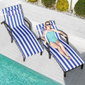 Chaise Lounge Chairs Outdoor Set of 2, Comfy Outside Wicker Patio Pool Lounge Chair w/ 5 Adjustable Back Angle, Cup Holder, Thicken Cushion