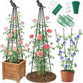 2 Pack Garden Trellis for Climbing Plants Outdoor - Rustproof Plastic Coated Steel Core Tower Obelisk Trellis - Metal Teepee Trellis Vertical Plant Support for Vines Vegetables Flowers Indoor