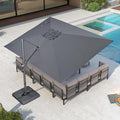 PURPLE LEAF Patio Umbrella 10' X 13' Rectangle Cantilever Umbrella Large Aluminum Outdoor Umbrellas with 360-degree Rotation & UPF40+ Premium Fabric for Deck Pool Garden Yard, Mist Grey
