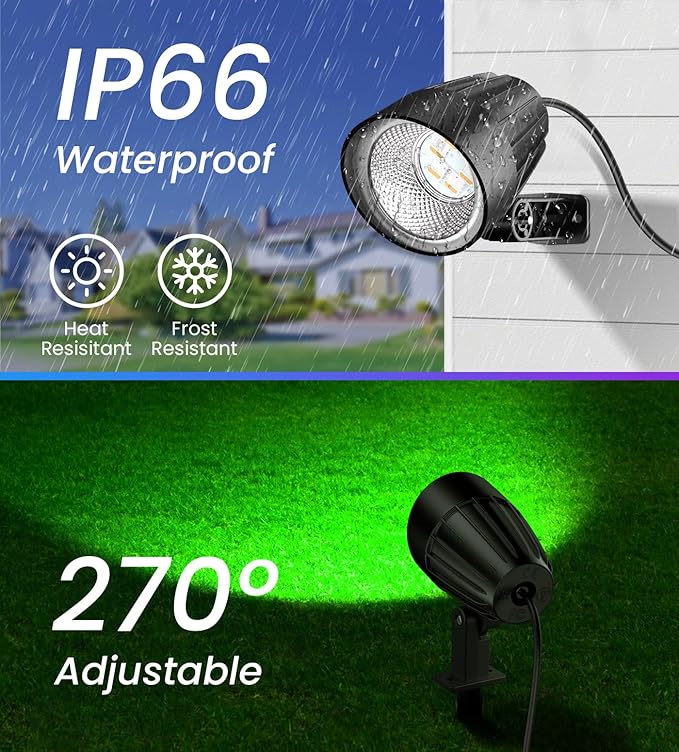MEIKEE 15W RGB Landscape Spot Lights Outdoor, RGBW Color Changing Landscape Lighting with Remote Control, IP66 Pathway Lights for Christmas Halloween Party Festival Decoration (8 Pack)