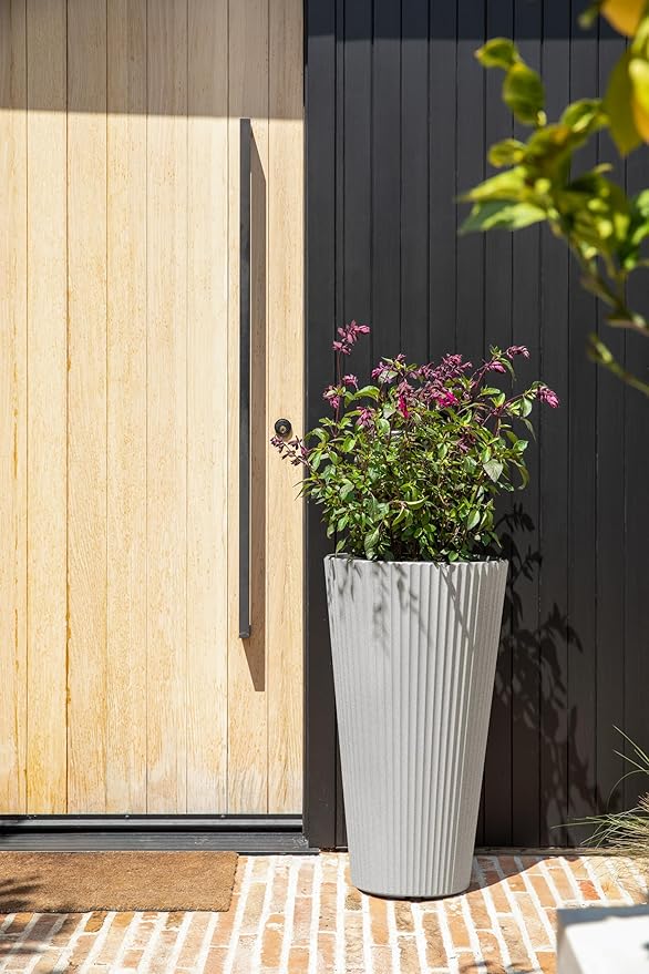 Veradek Demi Series Tall Planter for Porch, Patio, Backyard | Durable Plastic-Stone Composite Material | Modern Décor for Tall Plants, Grasses