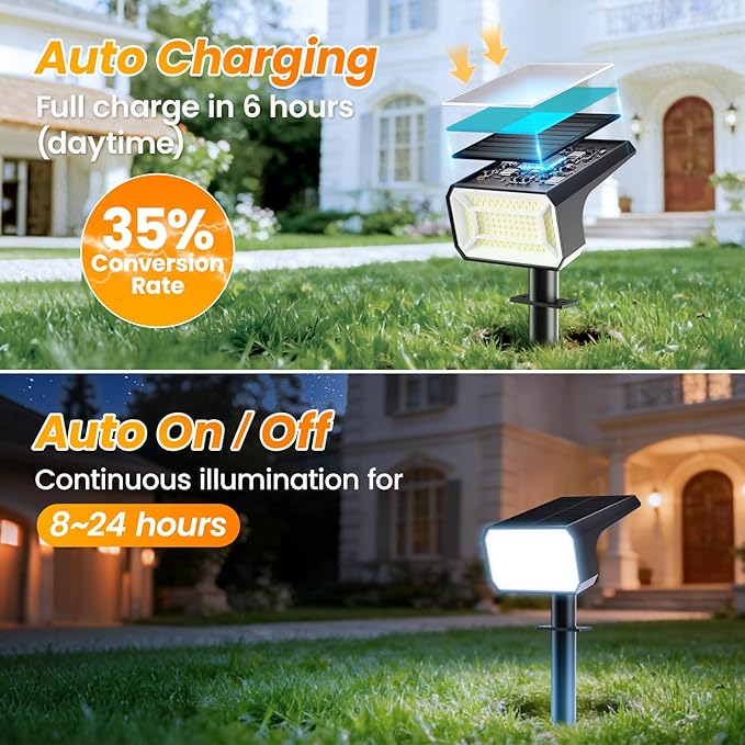 Fabrito Solar Spot Lights Outdoor 4 Pack, [108Leds, 4 Modes] Auto On/Off Spotlights, IP67 Waterproof Landscape Lights for Tree, Yard, Patio, Pool, Pathway, Driveway, Cool White