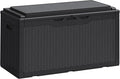 Greesum 100 Gallon Resin Deck Box Large Outdoor Storage Boxes with Cushions for Garden Tools, Patio Furniture Pillows, Pool Supplies, Black