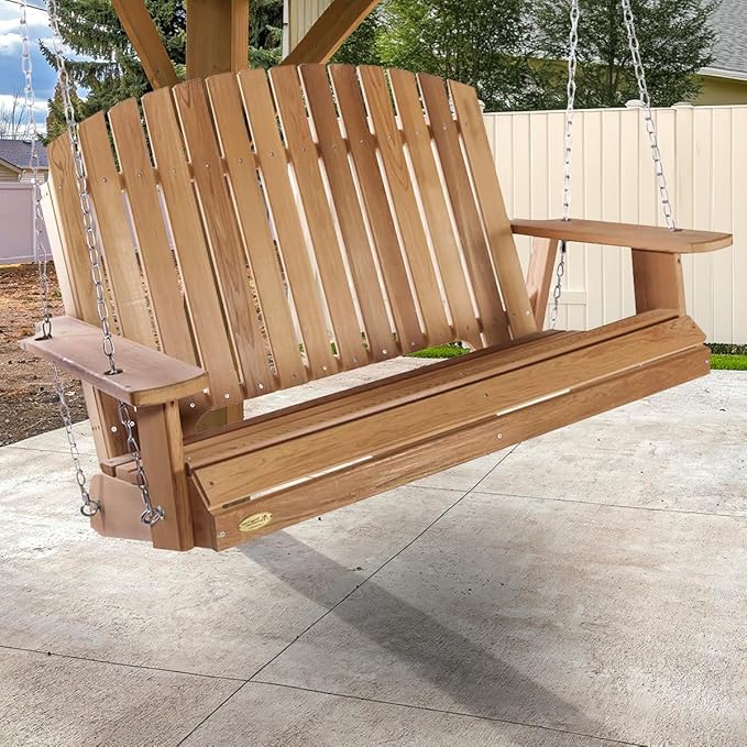 All Things Cedar PS50-SW10 Adirondack 4-ft Cedar Swing with Comfort Springs Wood