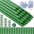 WAENLIR 16 Inch 24 Pack Extendable Garden Stakes Kit, DIY 4ft 5ft 6ft 7ft 8ft Plant Support Stakes with Connectors and Clips, Plastic Coated Metal Sticks for Tomato Indoor Outdoor