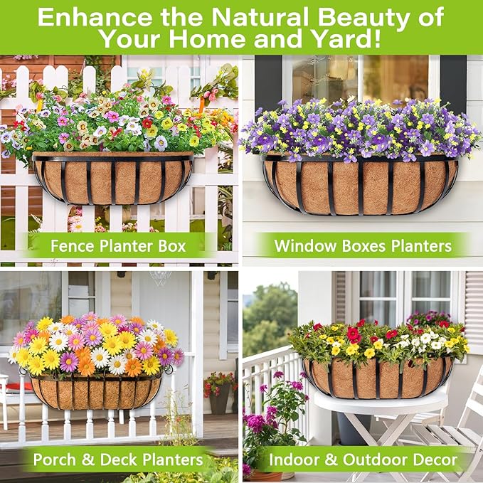Legigo 4 Pack Trough Coco Liner for Planters- 30 Inch Window Box Liners Coconut Coir Basket Liners, Planter Box Coconut Liner for Window Flower Box Pots, Fence Trough Planter, Wall Planter Basket