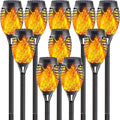 10Pack Solar Lights Outdoor, Mini Solar Torch Lights with Flickering Flame for Garden Decor, Solar Flame Lights Waterproof Solar Powered Outdoor Lights, Solar Tiki Torches for Pathway Patio Yard Porch