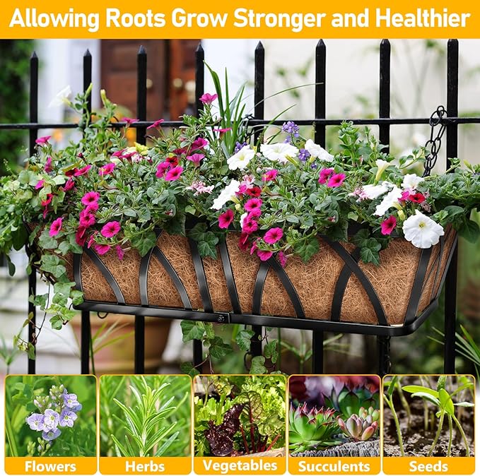 Riare 2 Pack 30 Inch Rectangle Coconut Liners for Planters, Natural Coconut Fiber Planter Liners, Window Box Liner Trough Coco Liner for Outdoor Flower, Garden Wall, Deck & Fence Planter Boxes