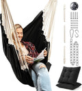 Hanging Hammock Chair Swing – Hanging Chair Outdoor & Indoor - Hammock Swing Chair – Quick & Easy Setup with Hardware Kit – Durable & Spacious Full Body Support with 2 Plush Cushions – Holds 440 Lbs