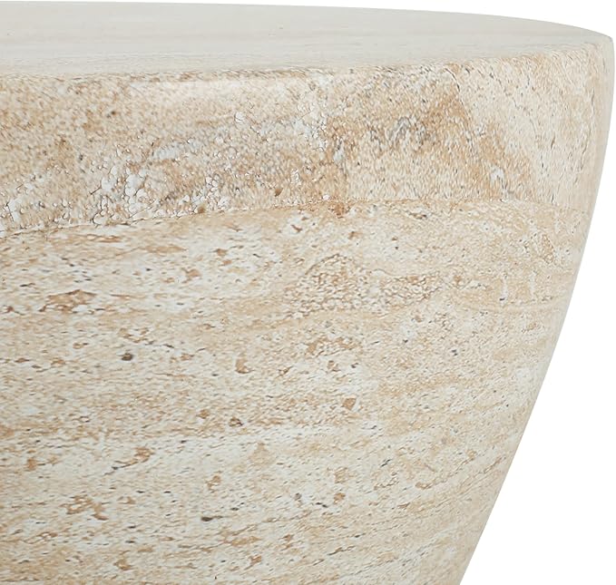 Christopher Knight Home Outdoor Side Table,Hourglass Shape Side Table,Patio Garden Stool Coffee End Table,Decorative Garden Stool for Patio,or Balcony,Lightweight Concrete Material,Travertine
