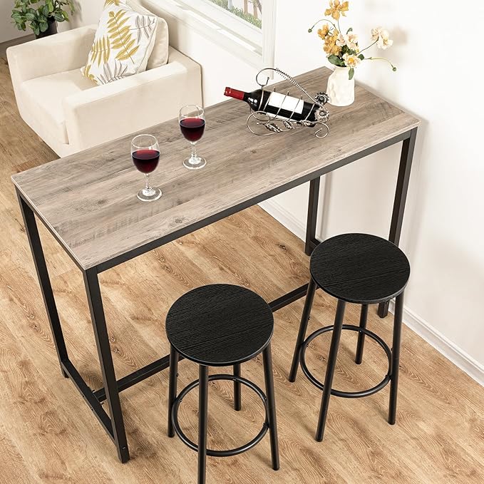 HOOBRO Bar Stools, Set of 2 Bar Chairs, Kitchen Round Height Stools with Footrest, Breakfast Bar Stools, Sturdy Steel Frame, for Dining Room, Kitchen, Party, Easy Assembly, Rustic Brown BK03BY01N1