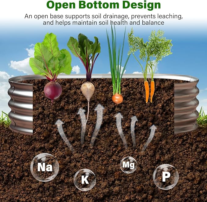 Galvanized Raised Garden Bed for Outdoor: 4X2X1ft Durable Metal Vegetable Plant Container Kit - Oval Planter Box for Gardening Flower Trough