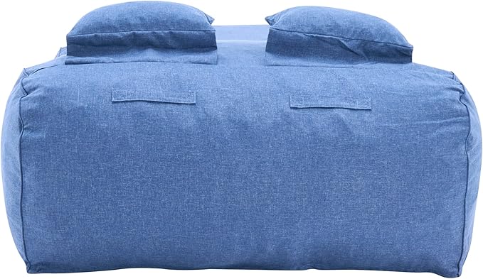 Merax Outdoor Bean Bag Chair Sun Lounger for 2 Adult, 73" Big Comfy Outdoor Bean Bag Daybed Couch with Headrest, Water-Resistant Fabric Patio Chaise Lounger Chair for Pool Balcony Beach Deck, Blue