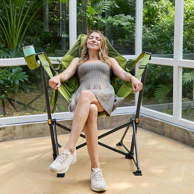 TIMBER RIDGE Hammock Camping Chair with Adjustable Backrest, Heavy Duty Folding Hammock Chair Supports 300lbs, Portable Hammock Chair for Camping, Travelling and Patio, Green