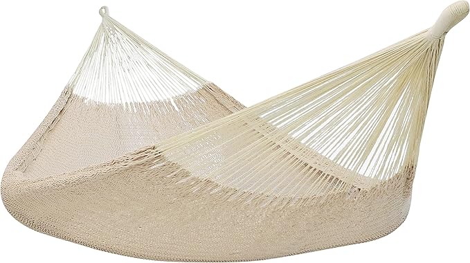 Sunnydaze Handwoven XXL Thick Cord Mayan Double Hammock for Outside - 625-Pound Capacity Heavy-Duty Outdoor Hammock - Natural