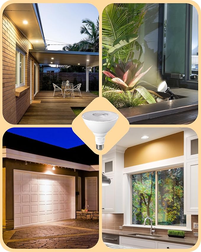 EDISHINE Flood Lights Outdoor, Dimmable PAR38 LED Outdoor Flood Light Bulbs, 120W Equivalent, IP65 Waterproof for Yard, Garage, Porch, 3000K Warm White, 18W 1800LM, E26 Base, 6 Pack ETL Listed