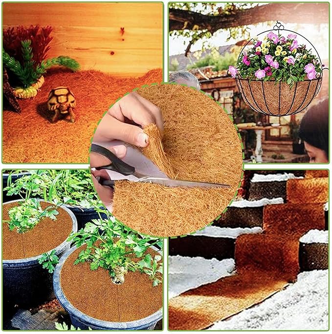 14x100 Inch Coconut Liner Roll for Planters Flower Basket Natural Coco Fiber Liners for Indoor & Outdoor Plants DIY Coir Fibre Mat Sheet for Animal Pet Pad Reptile Carpet Garden Decor