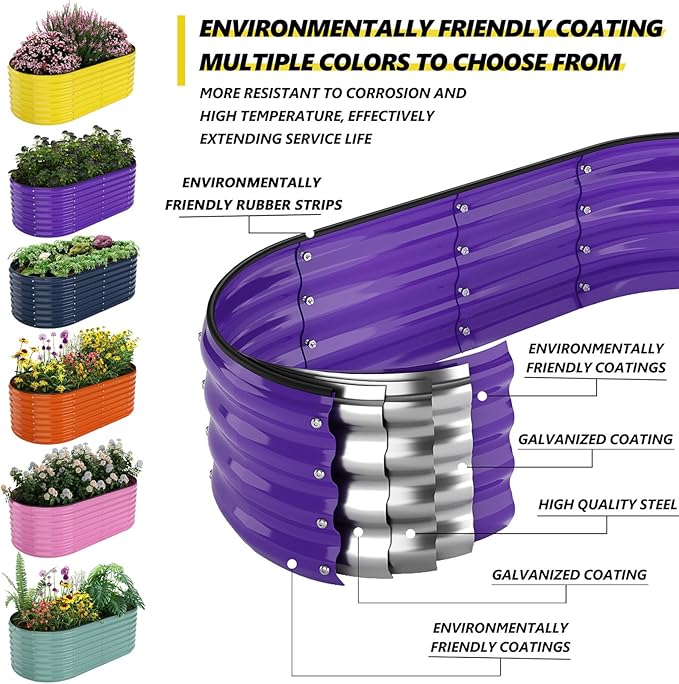 Galvanized Metal Planter Raised Garden Bed Kit for Gardening Outdoor，6x3x2ft Planter Grow Garden Box Raised Flower Bed，Long Vegetable Clearance Herb Raised Garden Beds For Container Gardening