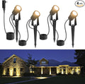 Outdoor Landscape Lighting Waterproof with 45.9FT Cable & built-in LED Light, Low Voltage 12W 1200LM Plug in Electric LED Spot Light 3000K Uplight with Transformer for Garden Yard Tree Path, Pack of 4