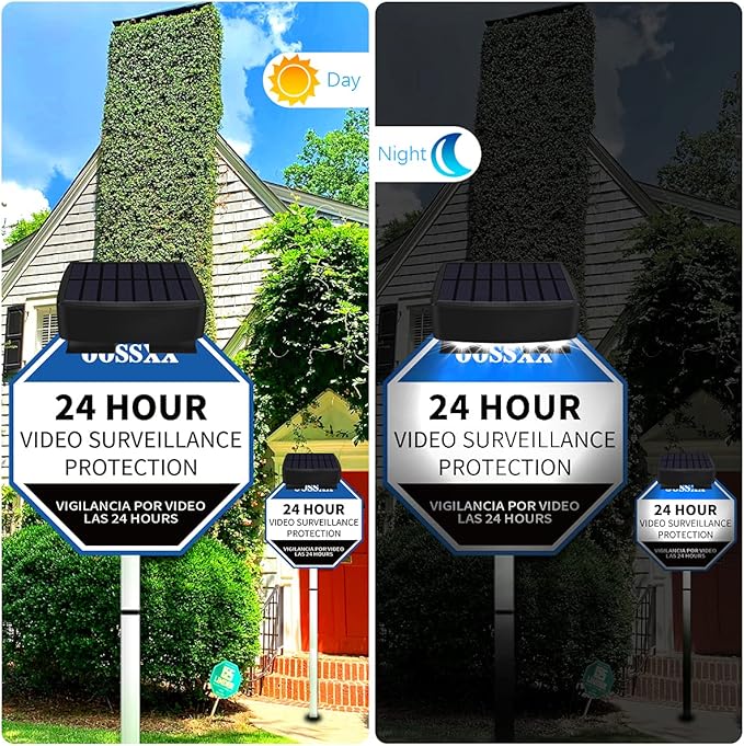 (Set of 2) Solar Power Deck LED Light Clip-On Yard Security Sign Spotlight (Large Capacity Battery, Max14 Hours Working)