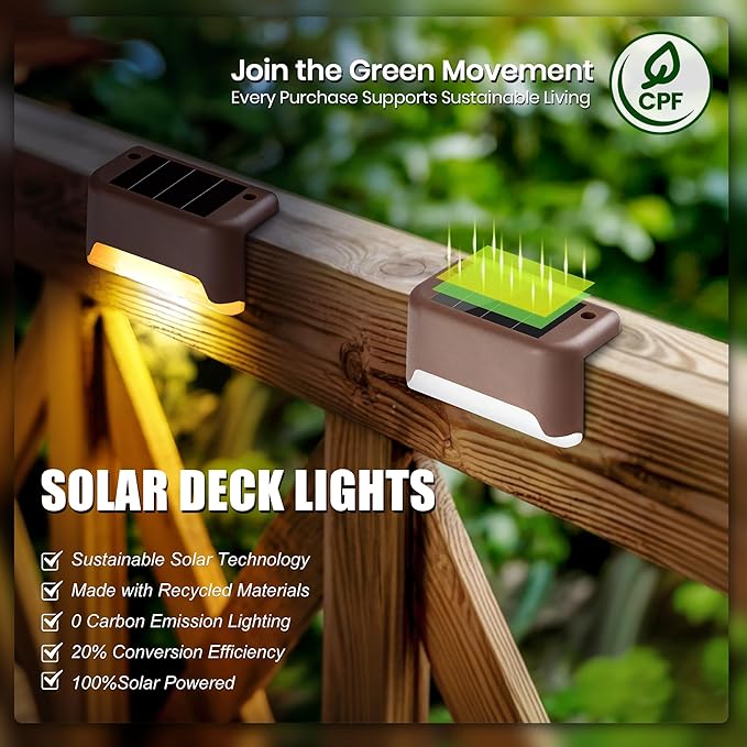 SOLPEX Solar Deck Lights Outdoor, Waterproof Led Lights for Outdoor Stairs, Step, Fence, Yard, Patio, and Pathway(24 Pack Warm White)