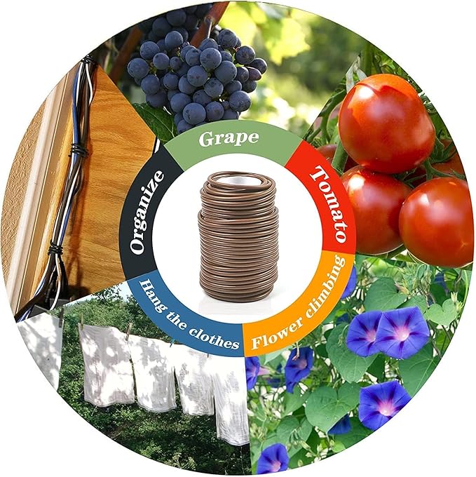 Decoroca Soft Plant Ties for Support - 65.6' Reusable Waterproof Plant Wire, Garden Twist, Office Organization and Decoration Binding（2pcs/Brown）