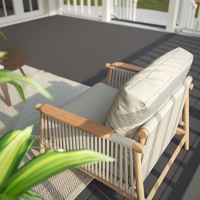 Acanva Modern All-Weather Aluminum Outdoor Patio Sofa with Thick Cushions, Olefin Fabric Sunroom Backyard Furniture, 3 Piece Set (Couch & 2 Chairs)