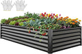 YITAHOME 8x4x1.5ft 2pcs Large Raised Garden Bed Kit, Galvanized Metal Planter Box with Gloves, Ground Nails & Safety Rubber, Outdoor Above Ground Planters for Plants Vegetables Flowers, Black