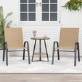 Patio Chairs Set of 2, Outdoor Dining Chairs Stackable for All Weather, Breathable Metal Modern Outside Furniture Chair for Pool Side, Garden, Backyard Deck, Brown