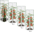 4 Pcs Garden Bird Netting for Triangle Plant Cage, 59" x 20" x 20" Tomato Cage Garden Net Cover with Zipper, Tomato Trellis Insect Bird Barrier Protection Mesh for Vertical Climbing Plant Vegetable