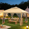 ECOTOUGE Canopy Tent with Sidewalls Instant Shelter Canopy with Carrying Roller Bag, Outdoor Party Gazebo with Waterproof and UV Resistant for Parties, Camping, Picnic (Khaki 12FT)