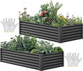 YITAHOME 72x36x18 in 2pcs Galvanized Raised Garden Bed Kit, Large Metal Planter Box with Gloves & Support Rod, Outdoor Flower Bed for Plants Vegetables, Black