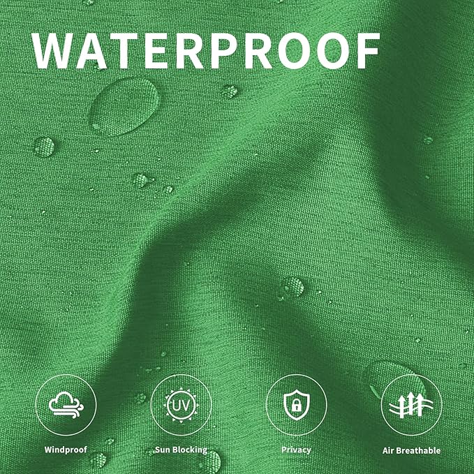 Easy-Going Linen Look Outdoor Curtains Waterproof Windproof Porch Curtains, Soft Thicken Outdoor Privacy Curtains for Patio, Gazebo, Grommet Top and Tab Bottom Drape, 1 Panel, 54x84 inch, Green