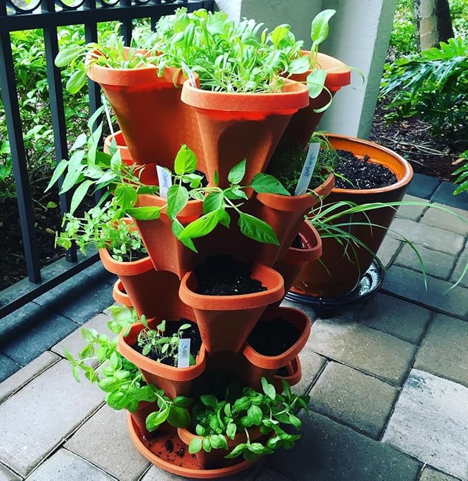 5 Tier Stackable Strawberry, Herb, Flower, and Vegetable Planter - Vertical Garden Indoor/Outdoor