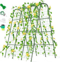 Miory Cucumber Trellis for Raised Beds, 48 x 63 Inch Metal U-Frame Garden Trellis for Climbing Plants Outdoor with Climbing Net, Plant Support for Cucumber Tomato Bean Pea