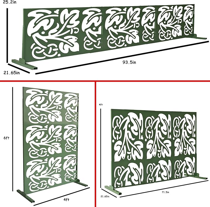 Oakland Living 6 ft. X 4 ft. Green Freestanding Metal Privacy Screen Room Divider