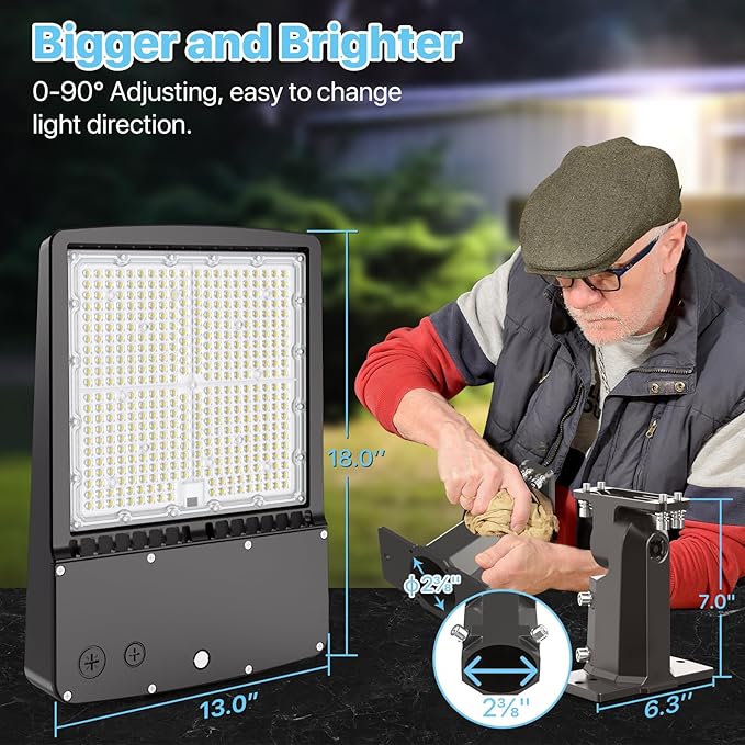 HYPERLITE Led Parking Lot Lights Outdoor 300W - UL Listed Wall Mount LED Stadium Flood Light - 45000lm 5000K Parking Lights Commercial for Backyard Court Street Driveways Highway Farm - 2Packs