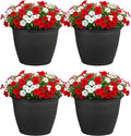 Sunnydaze 20-Inch Anjelica Large Plastic Pot for Plants - Outdoor Double-Walled Large Plastic Planter with Drillable Drainage Holes - Matte Black - 4pk