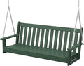 POLYWOOD Vineyard 5-Foot Porch Swing, Heavy Duty HDPE Outdoor Hanging Bench, Patio Swing for Adults Kids, Deck Garden Furniture, Green