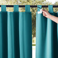 NICETOWN 2 Panels Peacock Teal Patio Curtainss Outdoor Waterproof with Self-Adhesive Tab Top, Thermal Insulated Heat & Cold Blocking Outdoor Curtainss for Easy Hanging & Sliding, W52 x L84