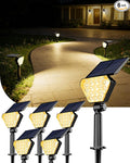 T-SUN Solar Lights Outdoor Waterproof IP65, 6Pack LED Solar Spot Lights Color Changing IP65 Waterproof Smart Auto On/Off for Outside Landscape Garden Yard Lawn Pathway Patio Driveway
