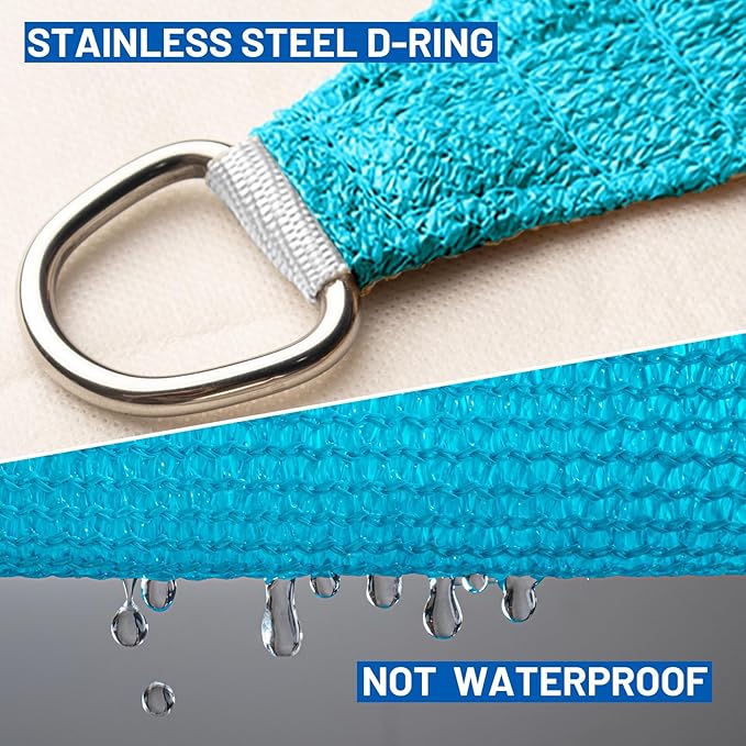 SUNLAX Sun Shade Sail 10' x 12' Turquoise Blue Rectangle Canopy Sail Shade Cover UV Block Permeable Sunshade Outdoor for Patio Backyard Deck Pergola (We Make Custom Size)